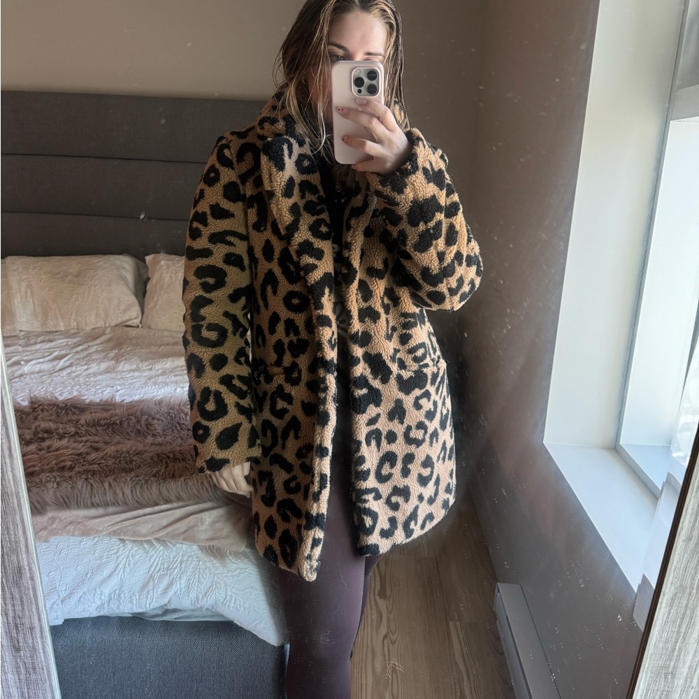 Apparis x Bandier leopard teddy coat